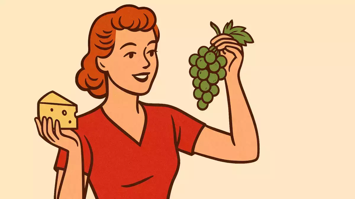 Anggur dengan keju terasa seperti ciuman