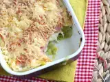 Resep Daun bawang au gratin dengan ham dan keju yang dimasak