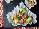 Resep Taco asia: salmon tartar dalam keripik nasi