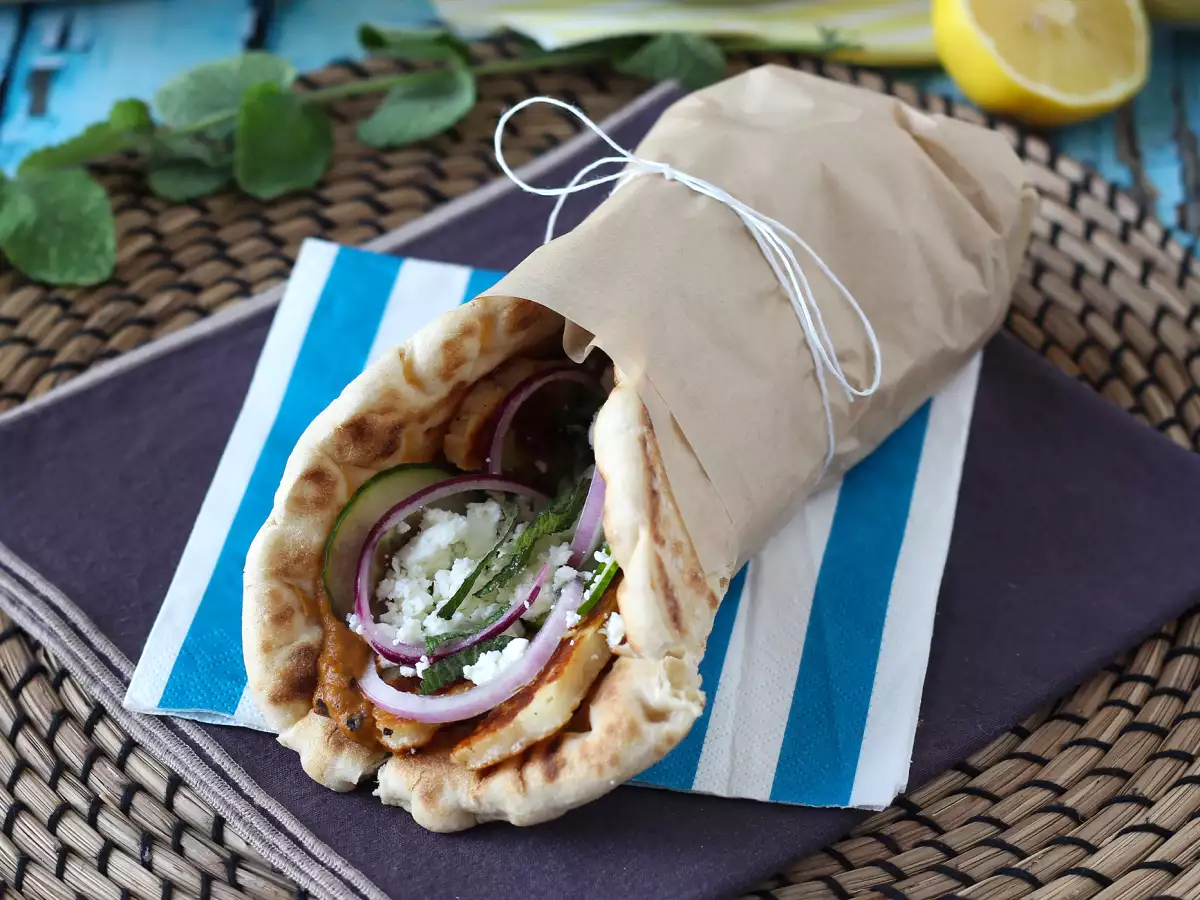 Resep Gyros halloumi, sandwich yunani versi vegetarian!