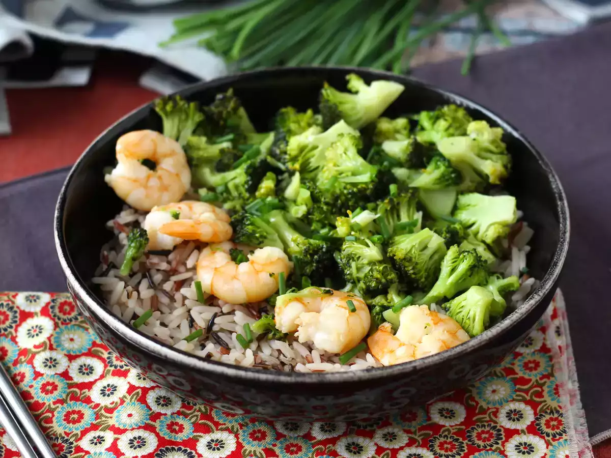 Resep Nasi gandum dengan brokoli dan udang! mudah dan seimbang