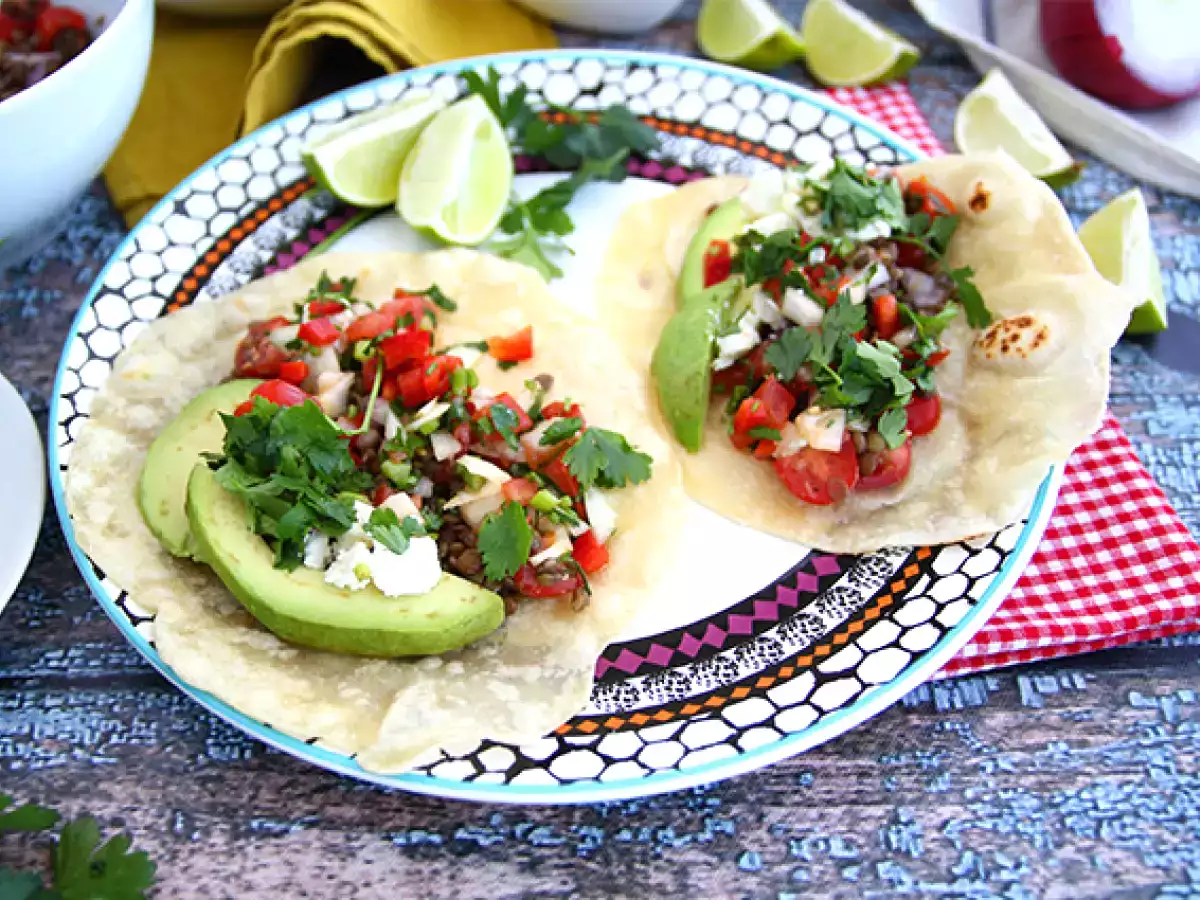 Resep Taco vegetarian dengan lentil