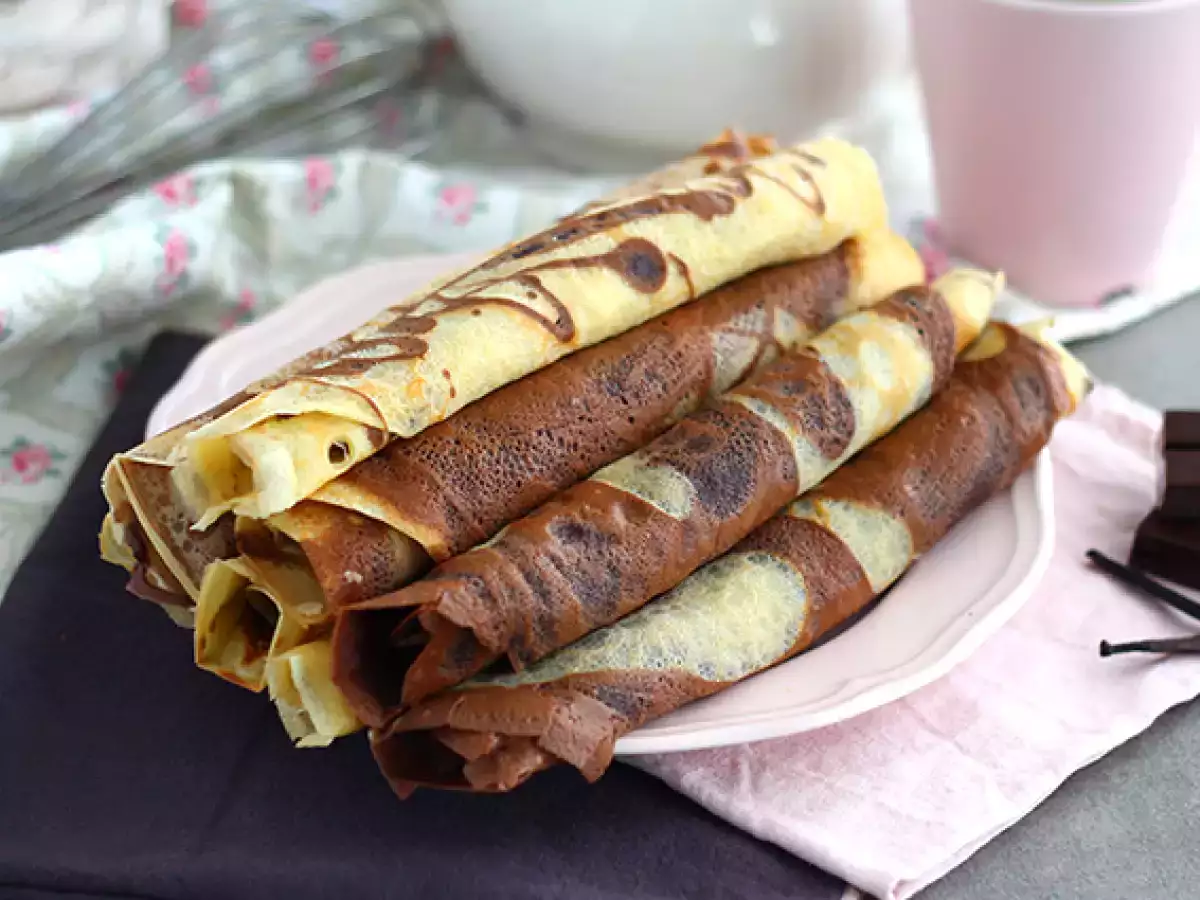 Resep Crepes marmer vanila dan cokelat