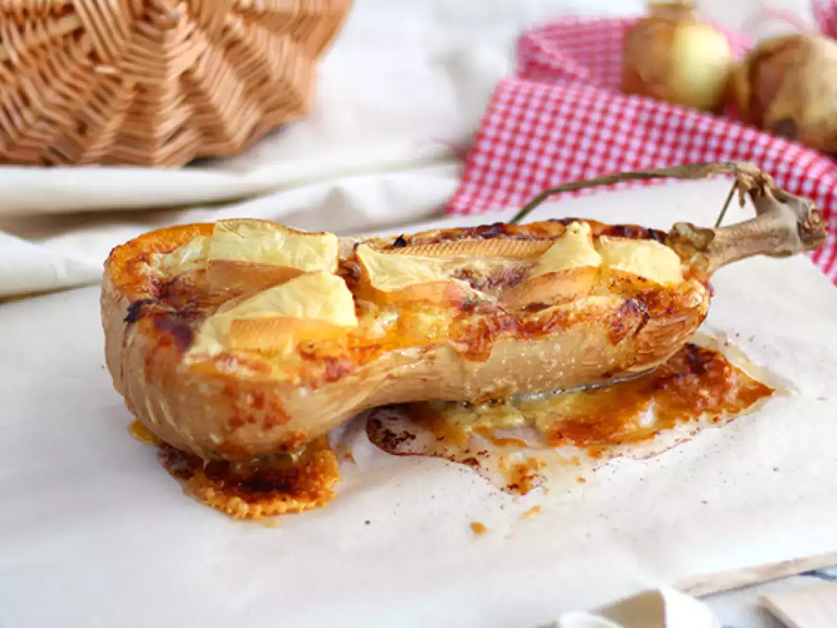 Resep Courgiflette - gaya tartiflette labu butternut