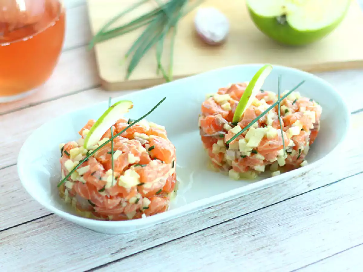 Resep Salmon segar dan tartare apel hijau
