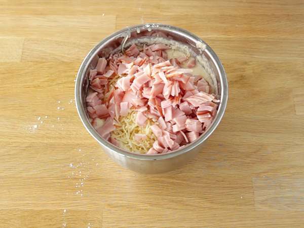 Wafel daging asap, comté, dan kentang - Persiapan langkah 3