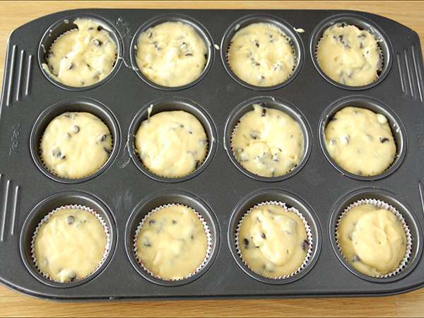 Muffin chocolate chip, resep Amerika - Persiapan langkah 3
