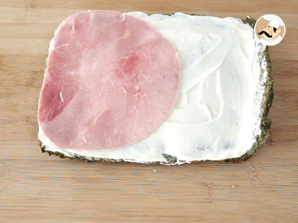 Bayam, ham, dan roti gulung fromage frais - Persiapan langkah 5