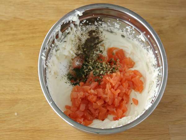 Kue keju salmon asin - Persiapan langkah 3