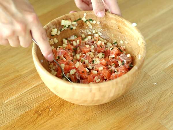 Salmon segar dan tartare apel hijau - Persiapan langkah 3
