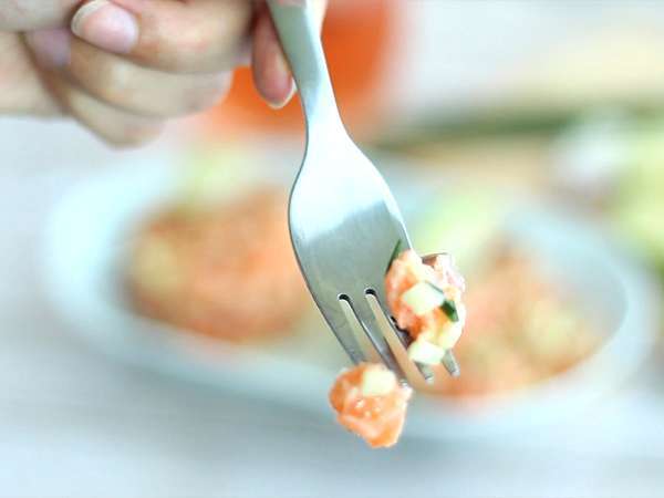 Salmon segar dan tartare apel hijau - Persiapan langkah 5