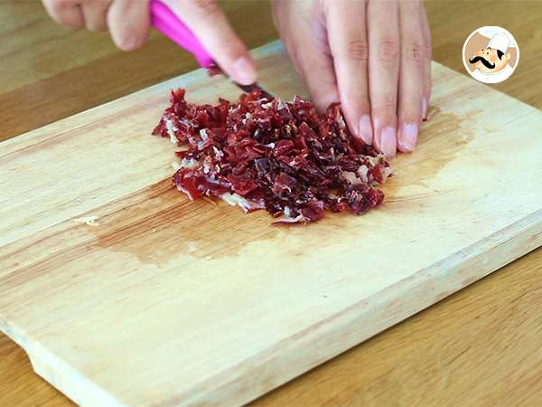 Ham, melon, dan tomat tartare - Persiapan langkah 1