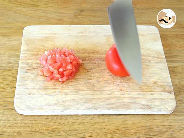 Ham, melon, dan tomat tartare - Persiapan langkah 2