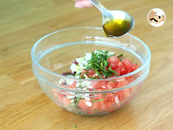 Ham, melon, dan tomat tartare - Persiapan langkah 3