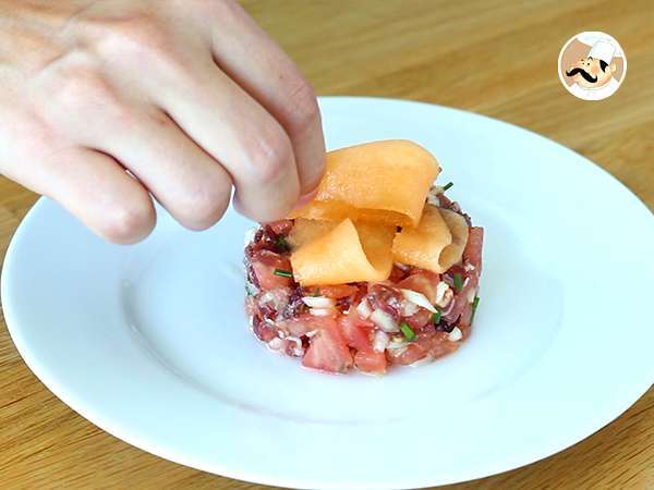 Ham, melon, dan tomat tartare - Persiapan langkah 5