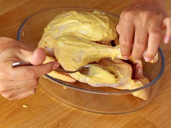 Ayam dalam kerak mustard dan herba de Provence - Persiapan langkah 1
