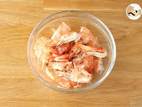 Fumet atau kaldu udang - Persiapan langkah 1