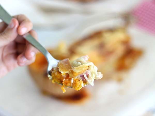 Courgiflette - Gaya tartiflette labu butternut - Persiapan langkah 5