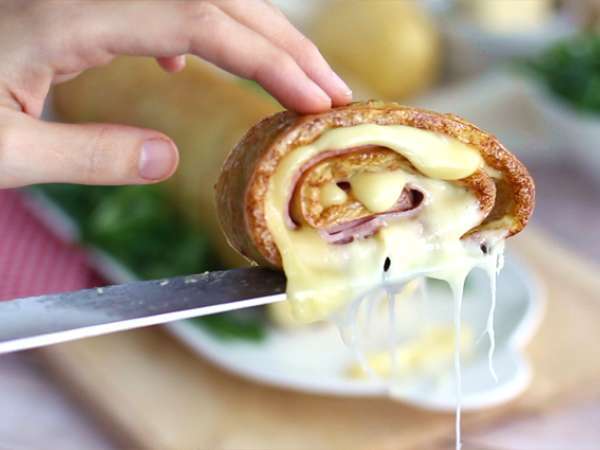 Kentang gulung dengan keju Savoy Raclette dan ham - Persiapan langkah 6