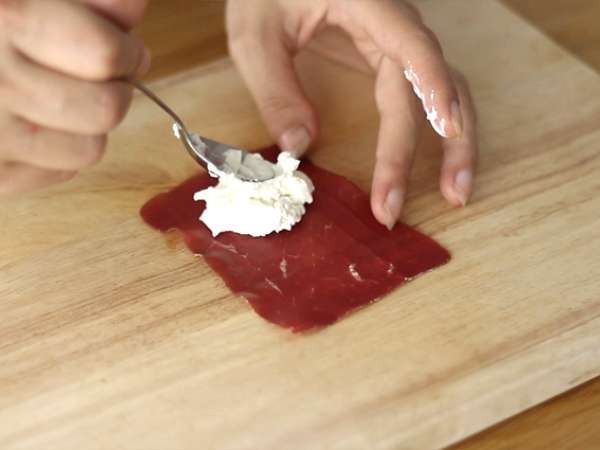 Bündnerfleisch gulung dengan Chavroux - Persiapan langkah 1