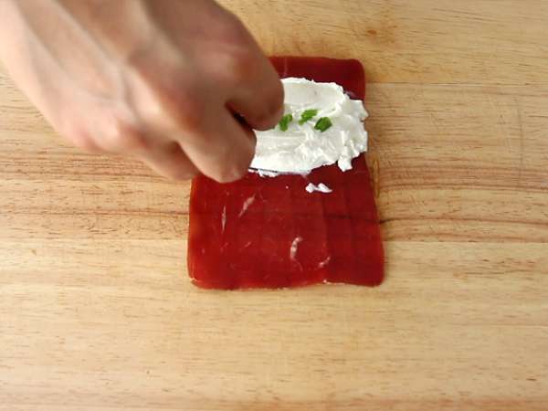 Bündnerfleisch gulung dengan Chavroux - Persiapan langkah 2