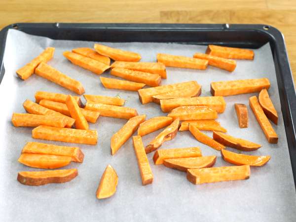 Ubi jalar panggang oven (dengan ayam) - Persiapan langkah 4