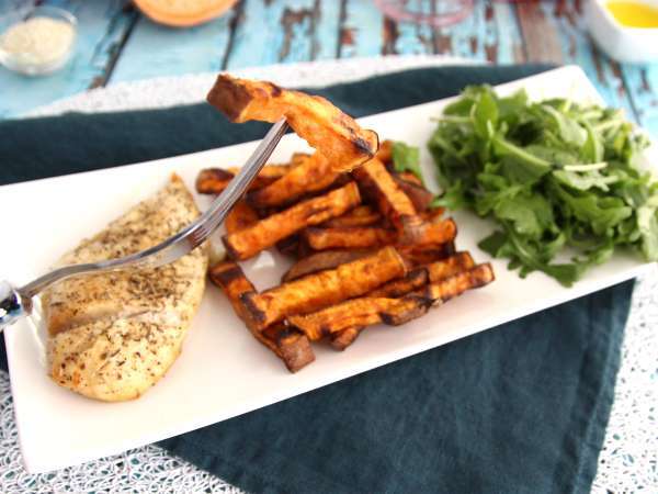 Ubi jalar panggang oven (dengan ayam) - Persiapan langkah 5