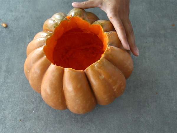 Labu dengan udang - Camarão na moranga Brasil - Persiapan langkah 1