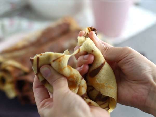 Crepes marmer vanila dan cokelat - Persiapan langkah 6