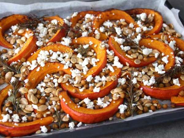 Labu dan buncis panggang, rosemary, keju feta - Persiapan langkah 6