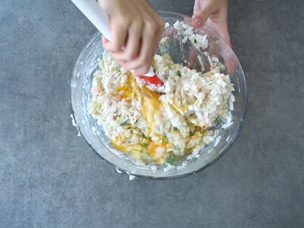 Okonomiyaki - telur dadar Jepang - Persiapan langkah 3