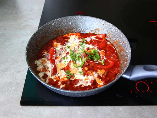 Pasta dengan chorizo - Persiapan langkah 4