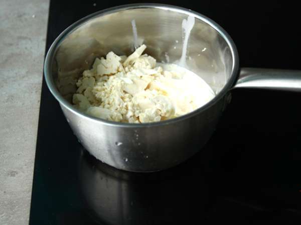 Krim kembang kol, kelapa, dan salmon asap - Persiapan langkah 1