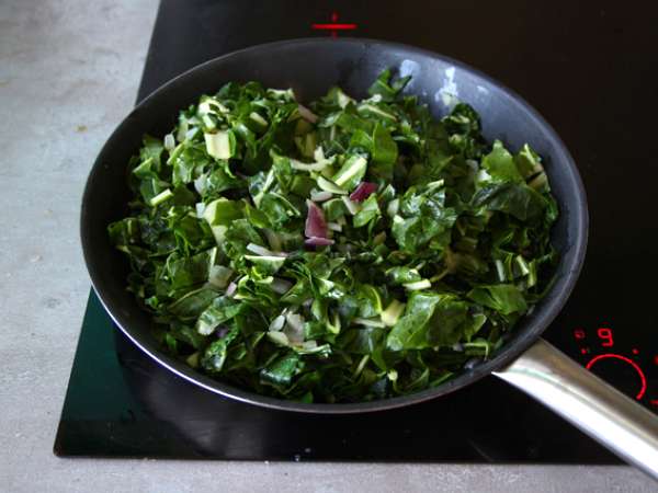 Swiss chard dan tart keju parut - Persiapan langkah 3