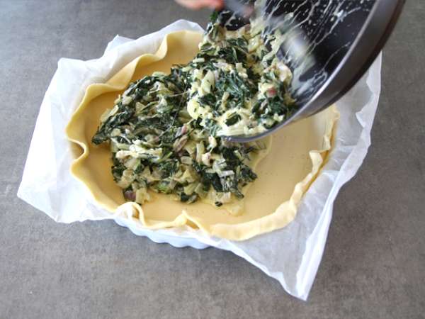 Swiss chard dan tart keju parut - Persiapan langkah 5
