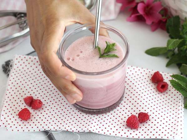 Milkshake raspberry dan mint vegan - Persiapan langkah 3