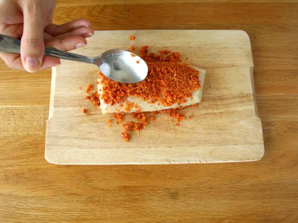 Ikan kod dalam kerak chorizo - Persiapan langkah 2