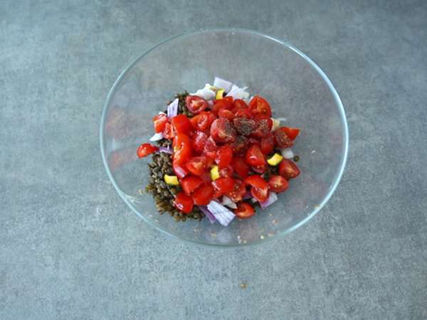 Salad miju-miju dengan keju dadih - Persiapan langkah 2