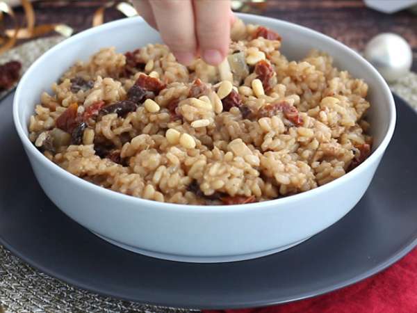 Risotto vegetarian dengan tomat dan jamur yang dijemur - Persiapan langkah 5