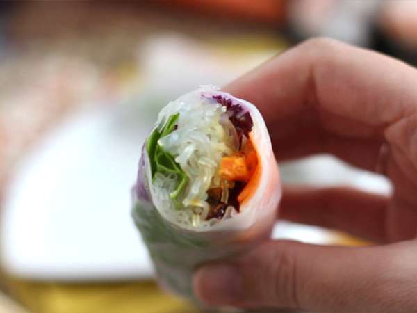 Lumpia vegetarian - kubis merah dan ubi jalar - Persiapan langkah 7