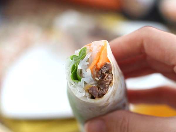 Lumpia - daging sapi yang diasinkan - Persiapan langkah 7