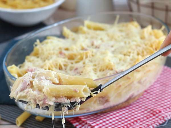 Ham dan keju pasta gratin - Persiapan langkah 5