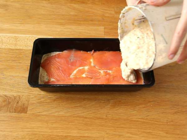Salmon segar dan terrine salmon asap - Persiapan langkah 2