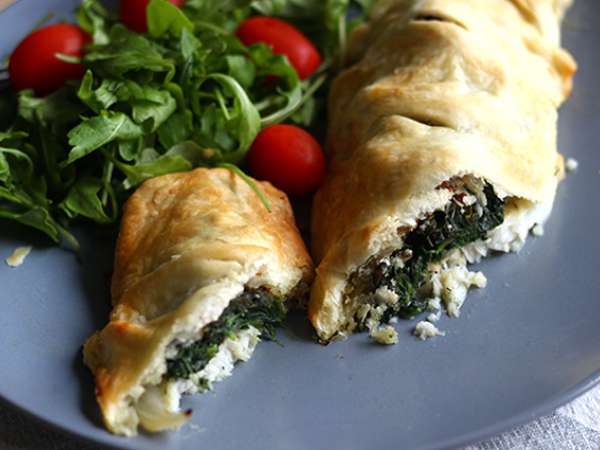 Hake dalam puff pastry dengan bayam - Persiapan langkah 7