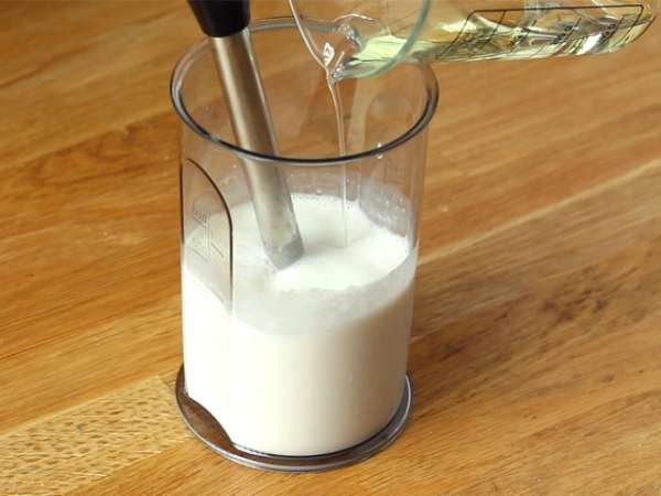 Lactonnaise. Mayones susu, bebas telur - Persiapan langkah 2