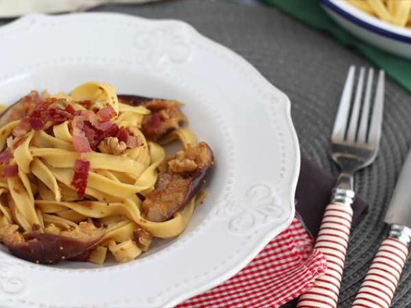 Pasta dengan buah ara dan pancetta - Persiapan langkah 6