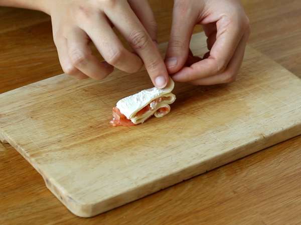 Pohon cemara puff pastry dengan dua jenis salmon - Persiapan langkah 4