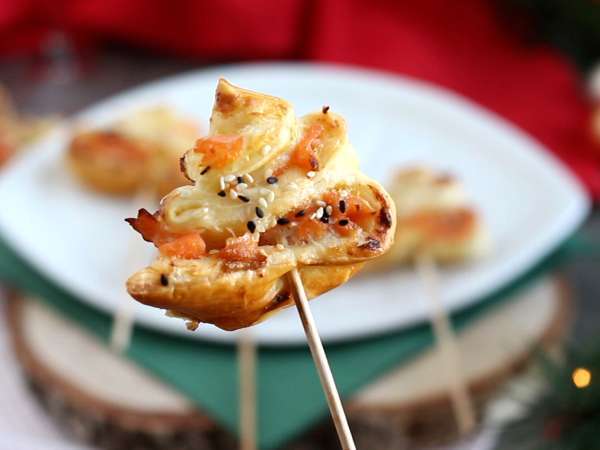 Pohon cemara puff pastry dengan dua jenis salmon - Persiapan langkah 7