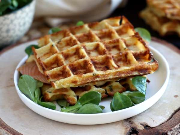 Wafel kentang - Sandwich wafel dengan salmon asap dan fromage frais - Persiapan langkah 8