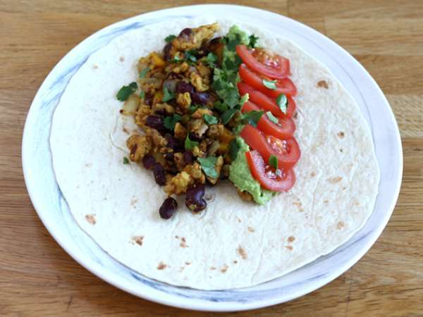Fajitas vegetarian dengan protein kedelai bertekstur - Persiapan langkah 4
